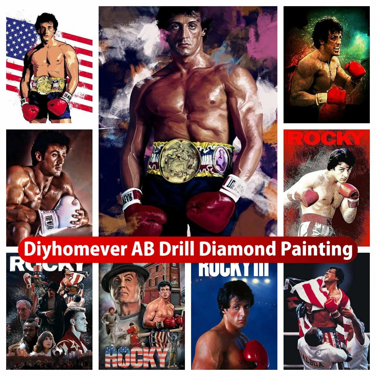 

Boxing Champion Rocky Balboa 5D DIY AB Diamond Painting Embroidery Art Cross Stitch Kit Mosaic Pictures Handmade Home Decor Gift
