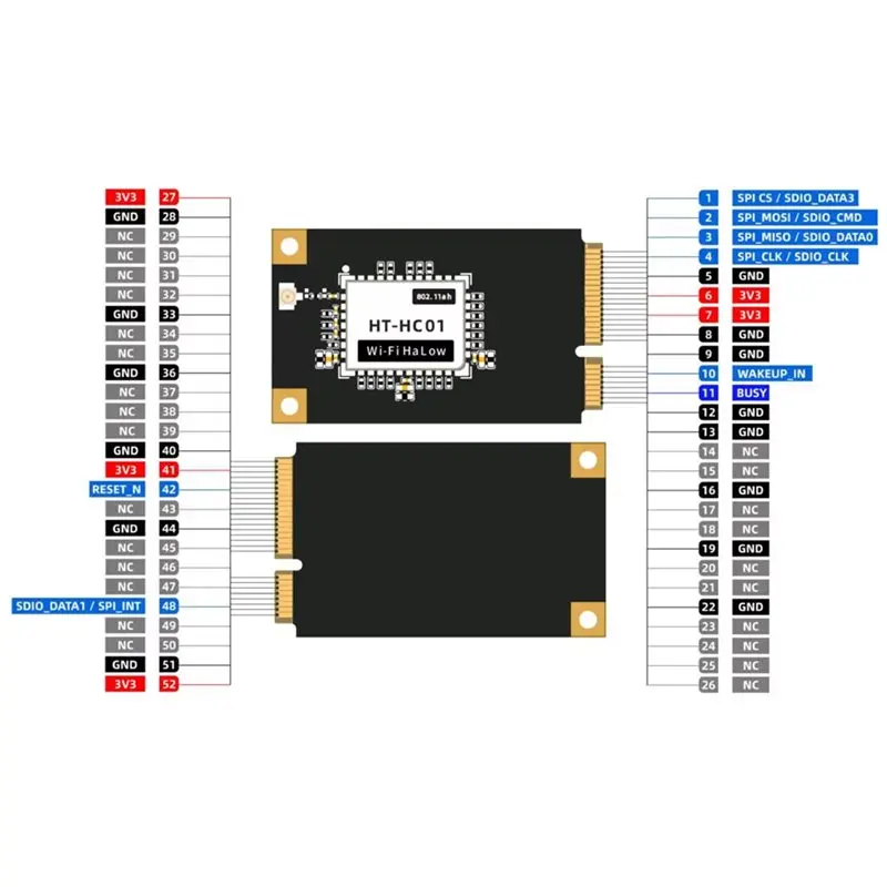 FULL-HT-HC01P V2 Wifi Halow 모듈 Heltec 863-870Mhz 16Dbm 장거리 전송 보안 Iot 미니 Pcie 인터페이스