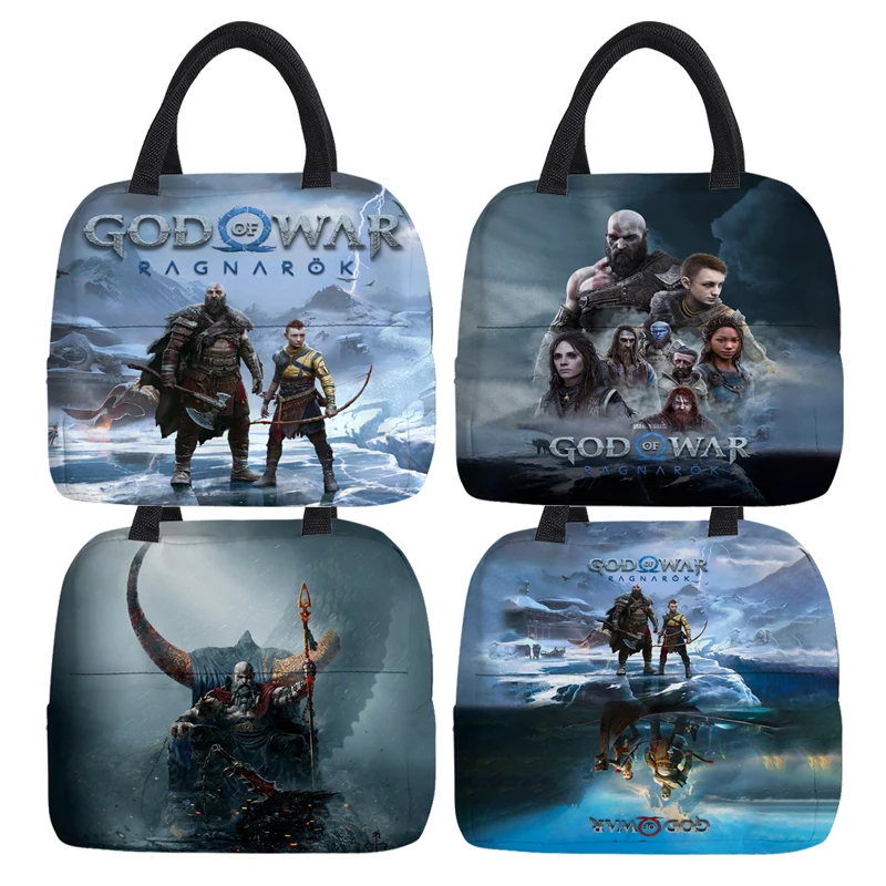 God Of War Ragnarok Lunch Bag Kratos Atreus Cooler Bags Uomo Donna Hand Pack Thermal Breakfast Box Travel Borsa Da Picnic Portatile