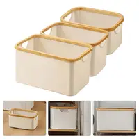 Morden Bamboo Frame Storage Basket Fabric Storage Cube Foldable Storage Basket With Capacity Stable Structure Organizing Toys 1