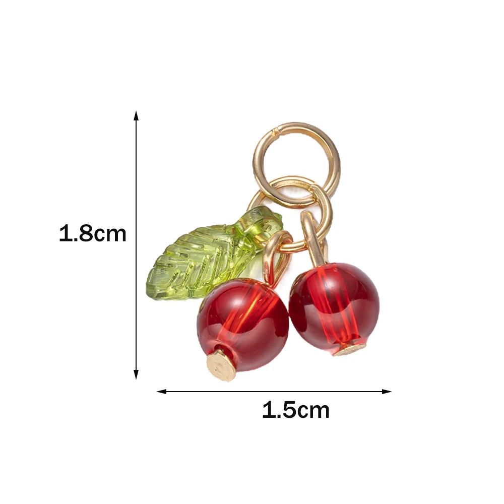 Set of 10 Red Cherry Glass Charms