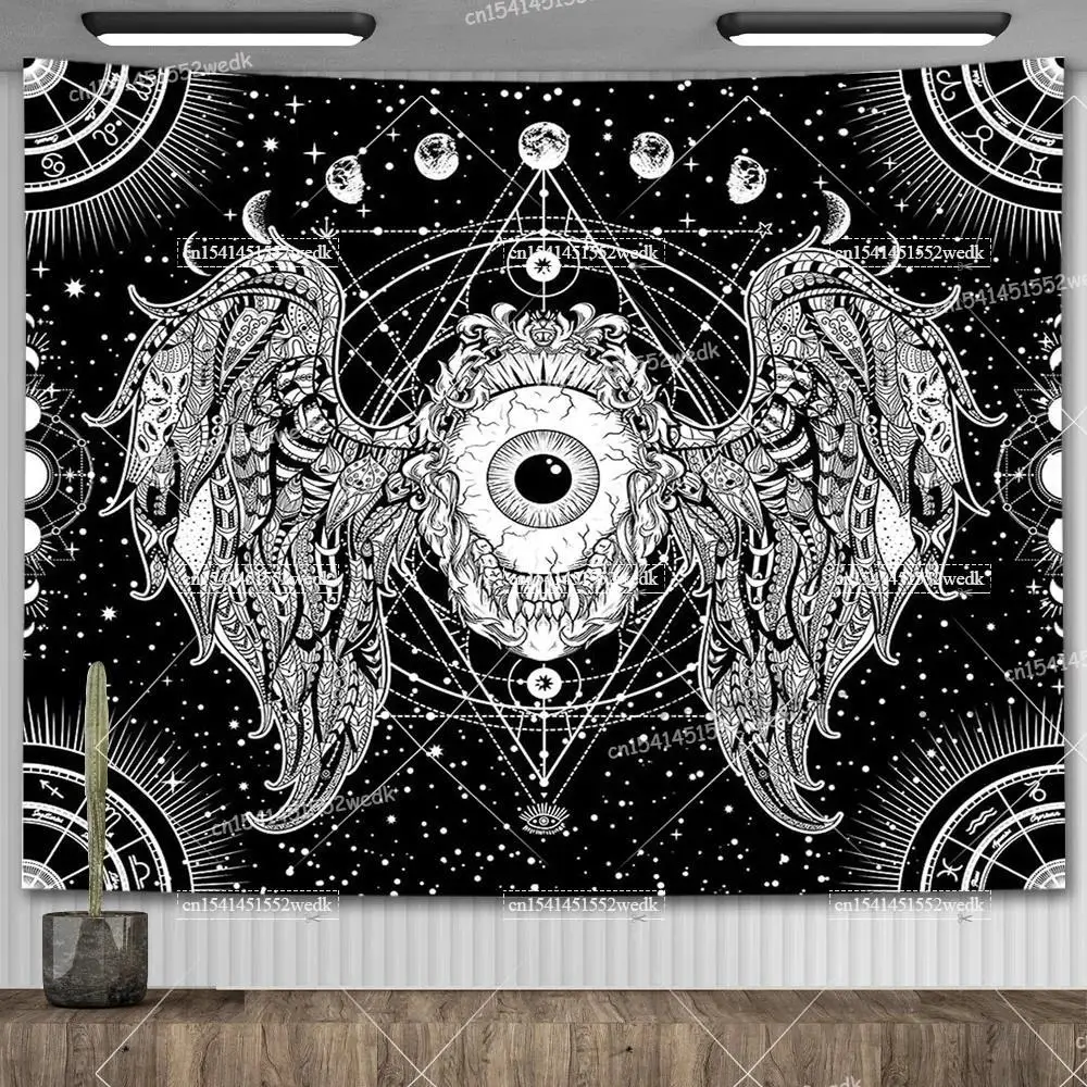 Skull Tapestry Evil Eye Black And White Skeleton Tapestries Wall Hanging Living Room Decor Hippie Trippy Tapestrys For Home 4
