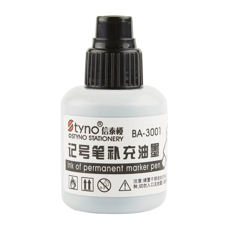 Permanent Marker Pen Refill Ink Oil-base Black Blue Red Capacity 20 ml for Plastic Wood Metal Leather Glass