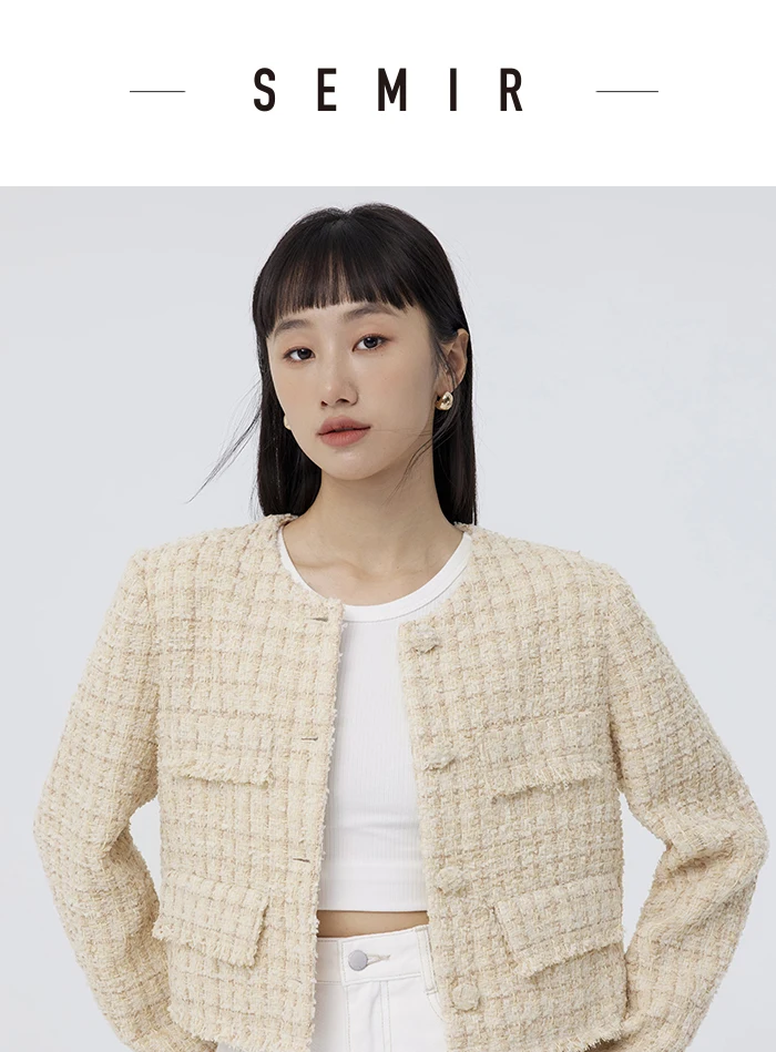 Abrigo de mujer primavera nuevo abrigo corto con borde de pelo elegante y cálido