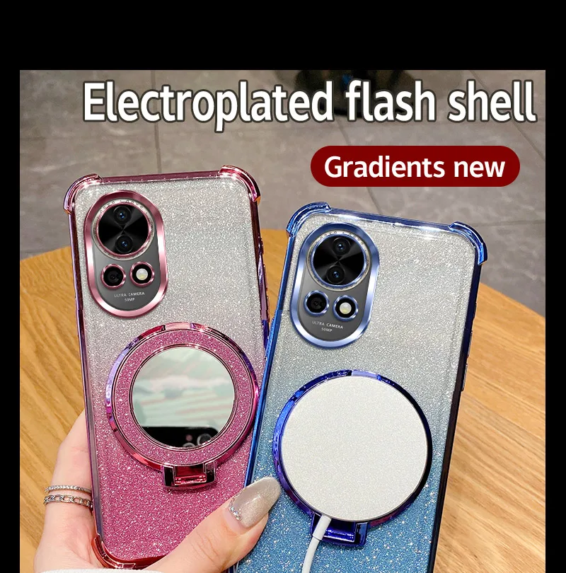 Shockproof Glitter Mirror Ring Holder Phone Case Cover