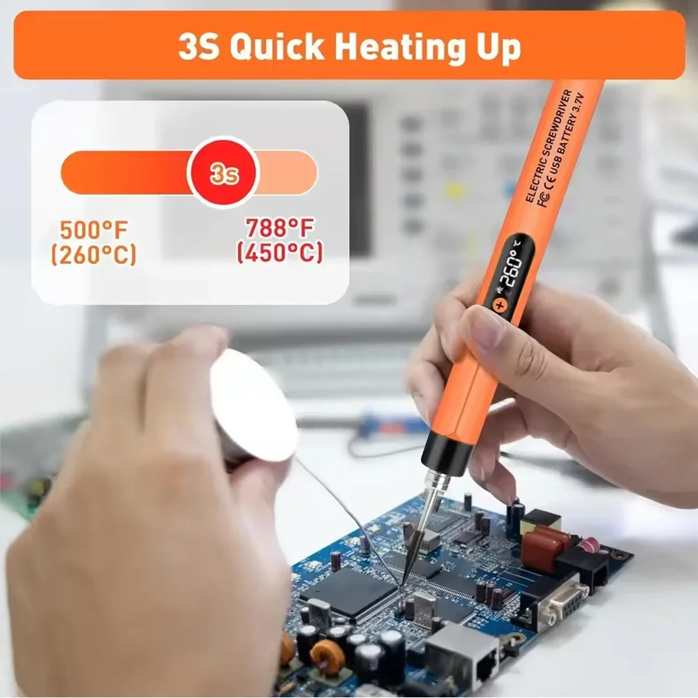 Electric Soldering Iron Soldering Iron Portable Digital Display Adjustable Temp Electric Soldering Iron USB Powered Repair Tool for Electronic Rework
