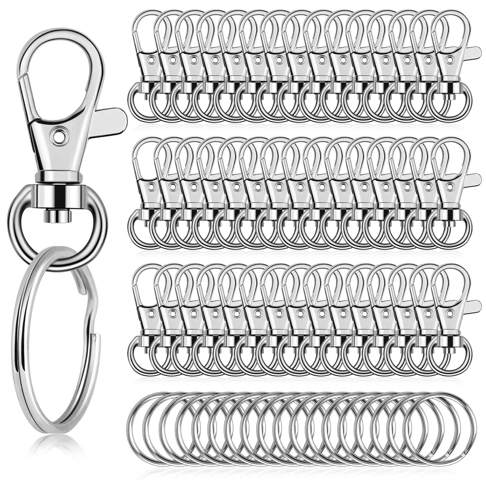 

10pcs Fashion Keychain Hardware Kit Ring with Swivel Clasps Lanyard Snap Hook Keychain Rings for DIY Crafts Jewelry Making