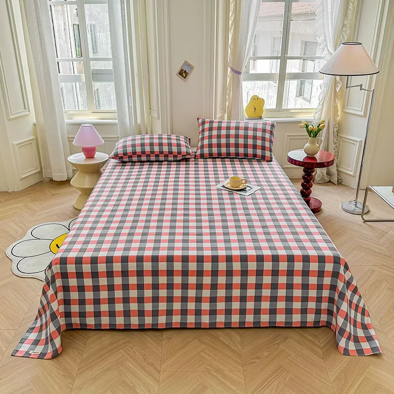 thumbnail image 1 of Juego de sábanas con estampado de cuadros blancos y negros simples, 100 % algodón, transpirable y agradable para la piel, con 2 fundas de almohada, 1 of 5