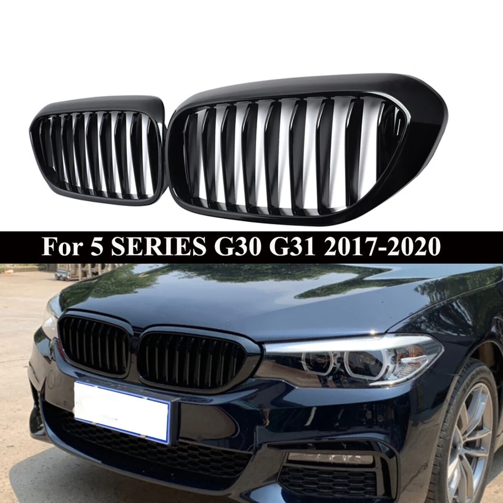 앞 범퍼 레이싱 그릴, BMW 5 시리즈 G30 G31 G38 2017 2018 2019 2020 전면 키드니 그릴, 자동차 액세서리, 2 개