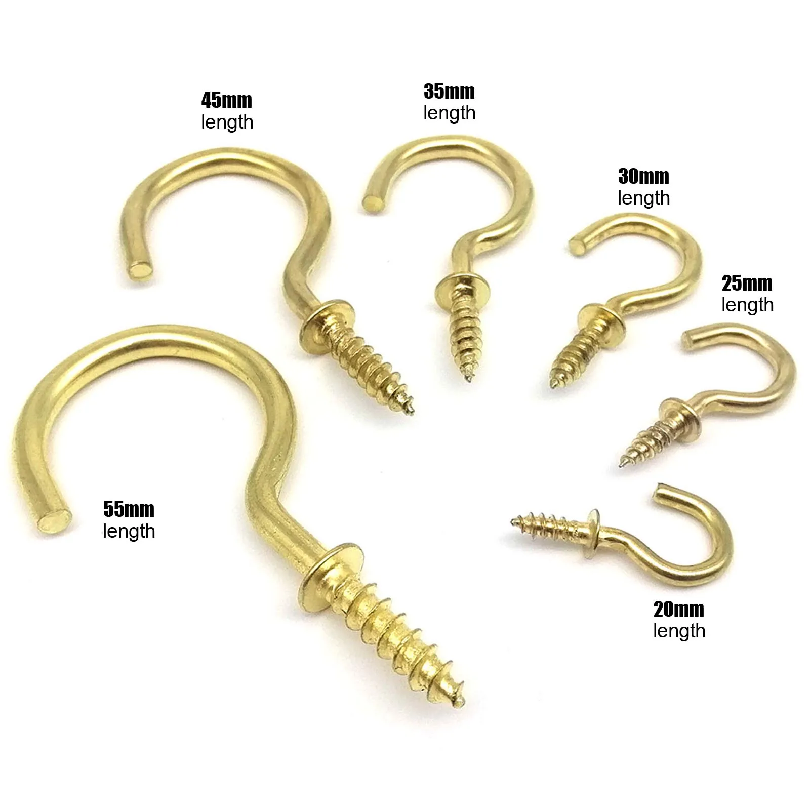 Hanging Hooks Picture Frame Hangers Wall Hooks 25pcs Golden Picture Frame Lamp Light Ceiling RV Tool Plant Curtain Net Wire Eye Bolt Eyebolt Screw in Spiral Hanger C Cup Hook