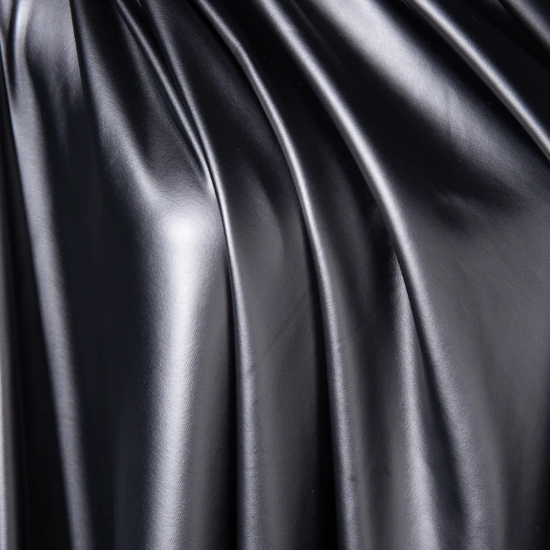 Black Matte Lamb Leather PU Fabric High Elastic Knitting Bottom Cloth Wear-resistant Soft Leggings Diy Sewing Cloth