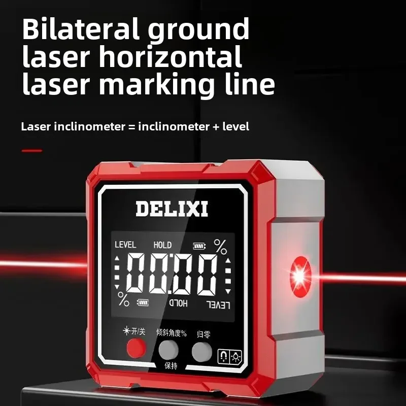 Inclinometer Digital Laser Measure Angle Meter Protractor Sensor Magnetic Inclinometer Bilateral laser angle/slope conversion digital inclinometer