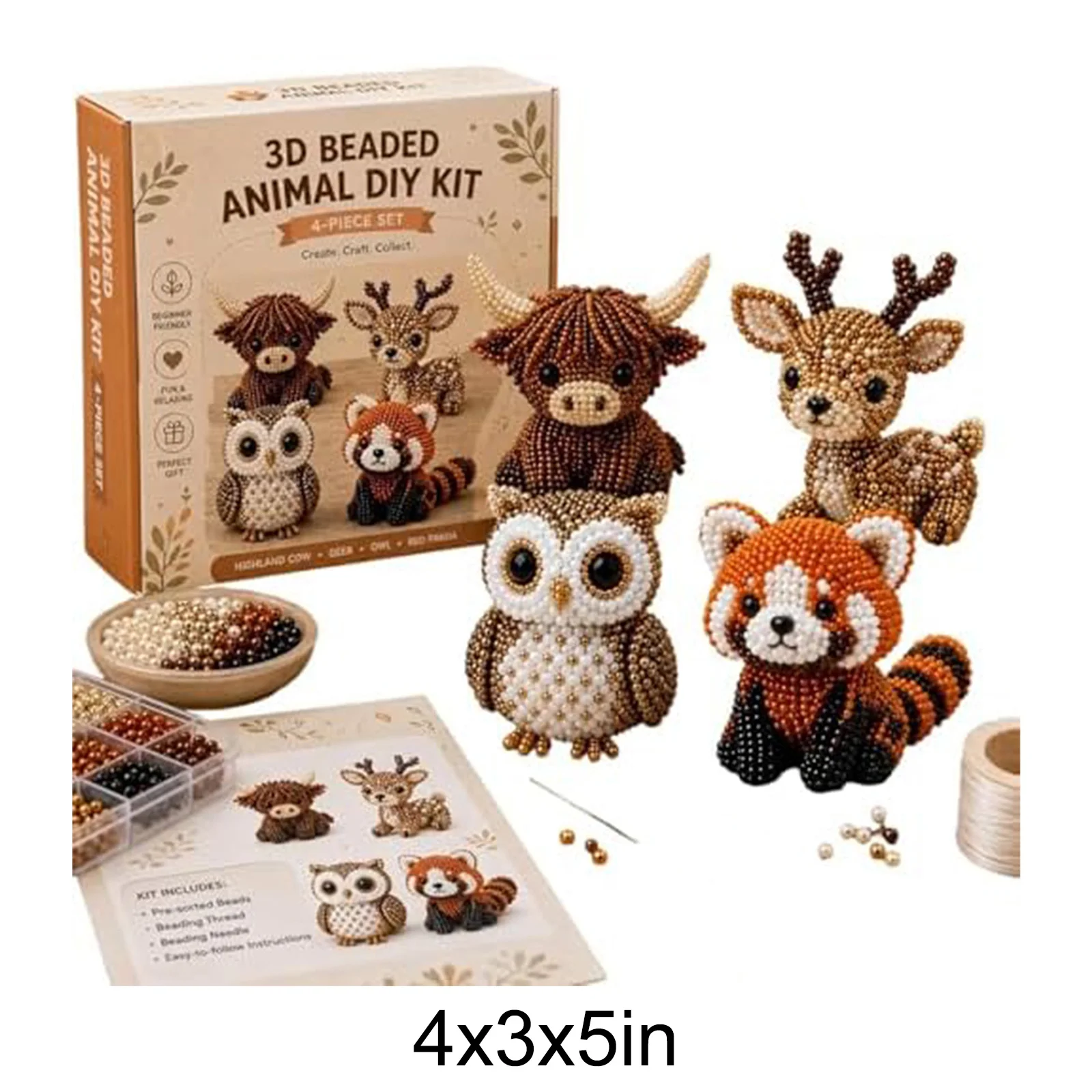 귀여운 새와 동물 비즈 공예 세트 밝은 색상 창의적인 DIY 장식 홈 데코레이션 성인용 쥬얼리 제작 용품