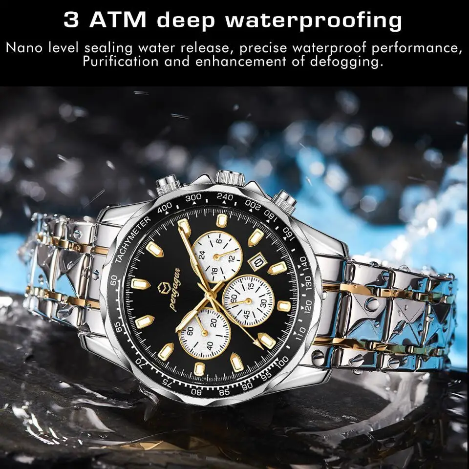 2025 New Luxury Sports Watch Men Quartz Waterproof Luminous Date Chronograph Men's Watches Stainless Steel Man Watch Male Clock 5