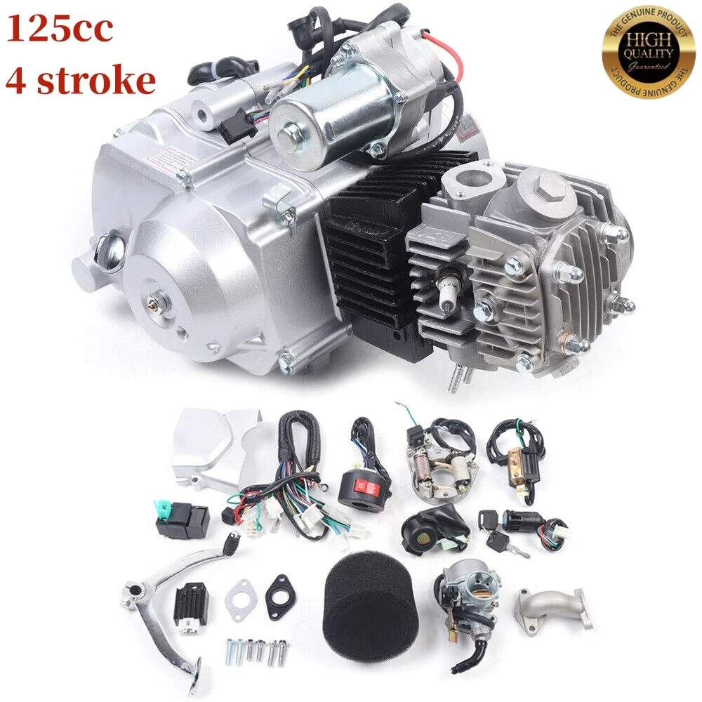 

125cc 4 stroke ATV Engine Motor Kit w/ Reverse Electric Start Semi Auto Go kart Quad+ Reverse