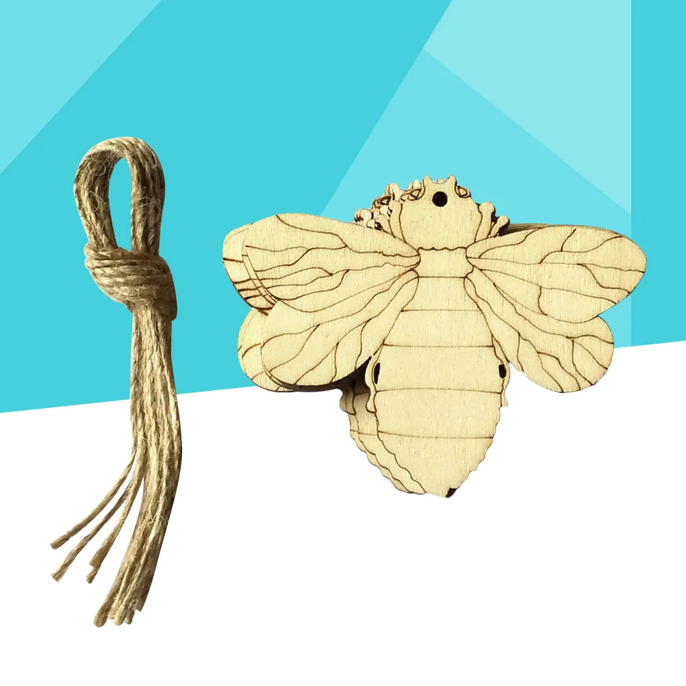 

10 PCS Ornament Wooden Decor Slices Bee Ornaments Accessories Hanging Decorations