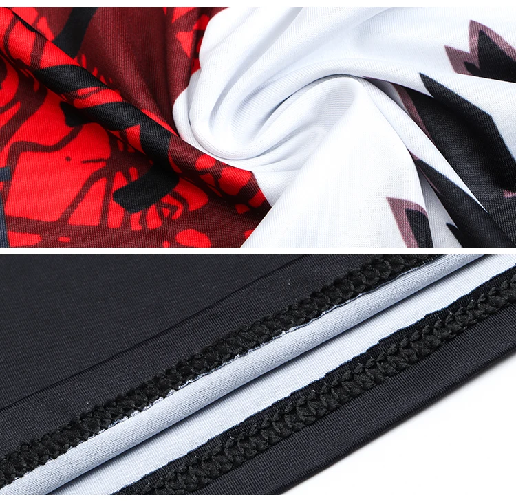 Hochwertiges schwarzes Kompressionsshirt für Herren, auffälliges rotes und weißes Design für Fitnessbegeisterte – Detail 12