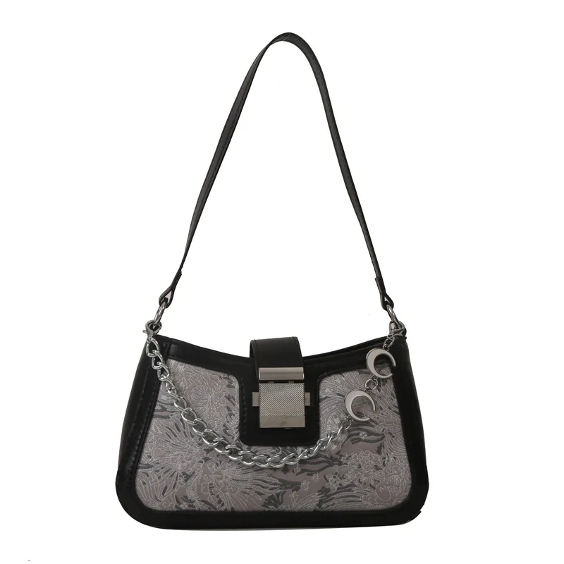 French Casual Underarm Shoulder Bag Women Chain Handbag Fashion Texture Shoulder Bag Color Matching Small Square Shoulder Bag