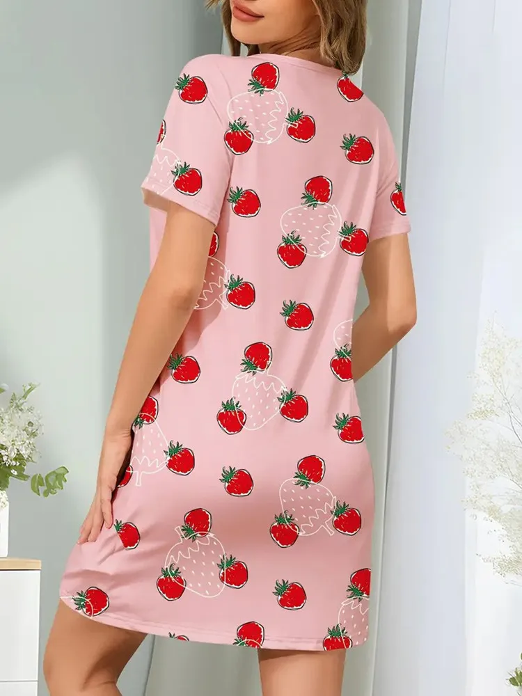 Women's Knee-Length Knit Nightgown with Soft Polyester Blend – Cute Sleepwear Scf23ba2b0de84366a5e352ac97547d52J