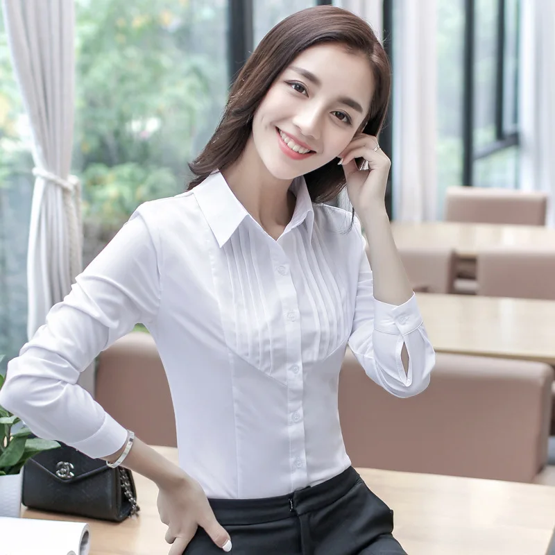 Korean Version Of White Shirt For Women White Shirts Formal Blouse Women's Long Sleeved Slim Fitting Autumn Single Lady Blouses fashion casual vintage printed loose trend korean version tops lantern sleeve round neck summer new all match sunscreen blouse