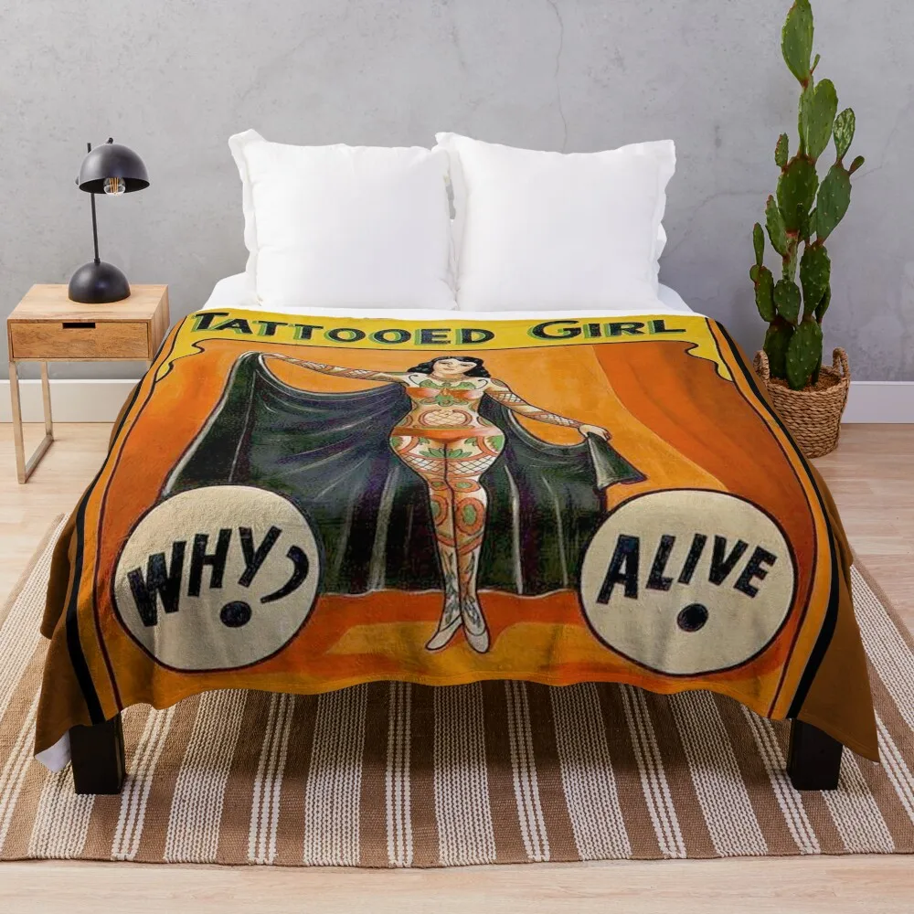 Ragazza Tatuata: Vintage Circus Sideshow Pubblicità Stampa Coperta Flanella Coperta Coperta Per Divano