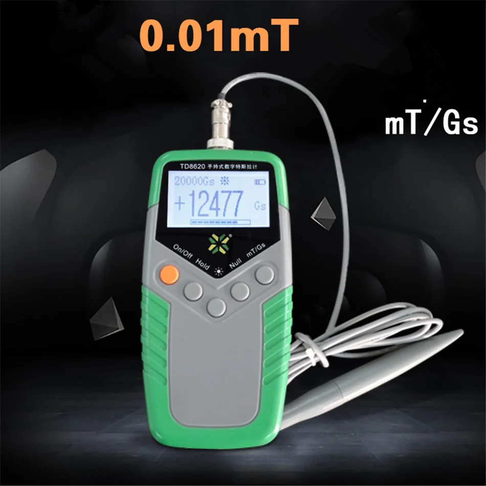 2% TD8620 Permanent Magnet Gauss Meter Handheld Digital Tesla Meter Magnetic Flux Surface Magnetic Field Test 2 Accuracy