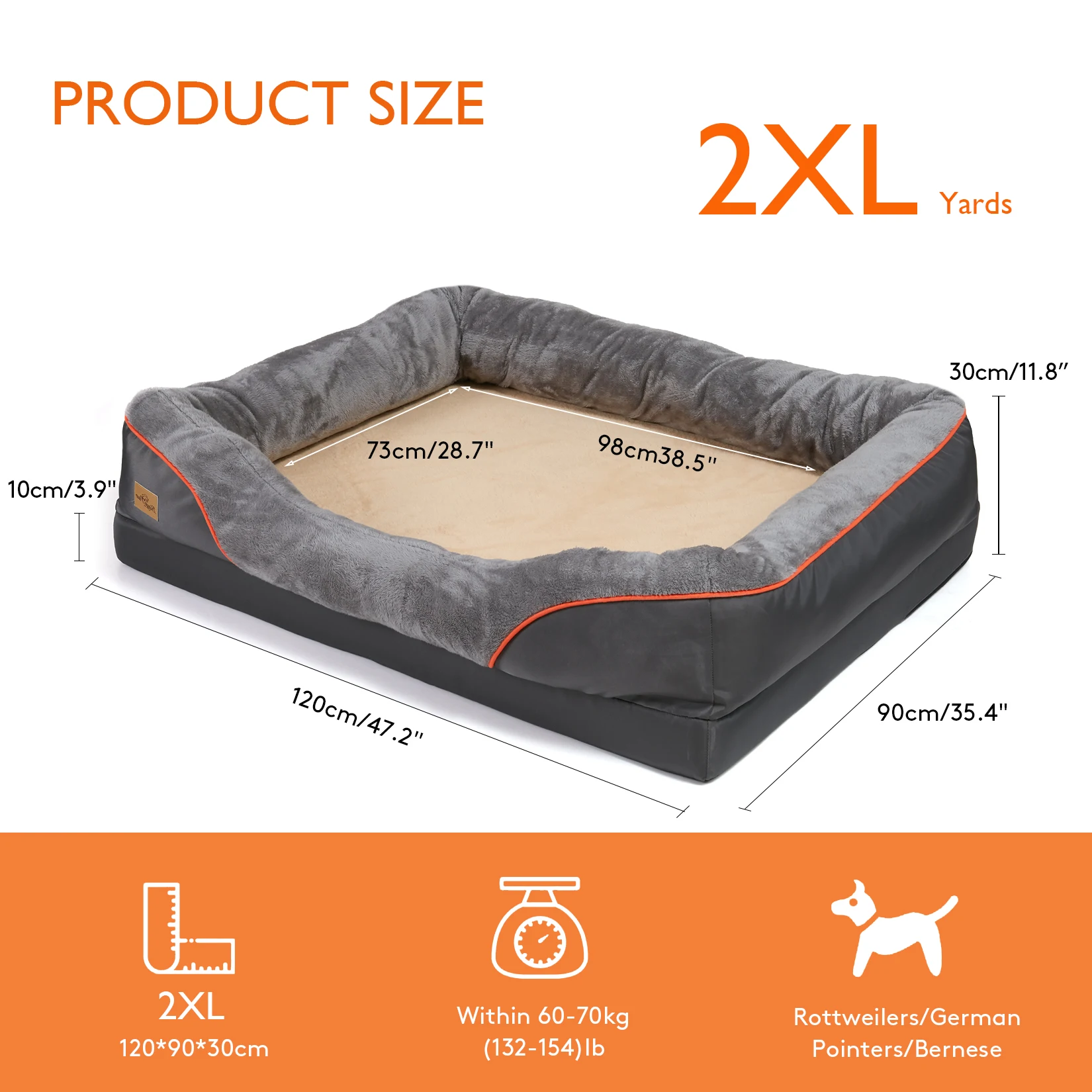Jumbo Large Orthopedic Dog Bed Memory Foam Quilted Bolstered Pet Sofa Couch Elevated Cushion Warm Waterproof Mattress 4