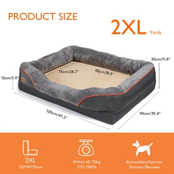 Jumbo Large Orthopedic Dog Bed Memory Foam Quilted Bolstered Pet Sofa Couch Elevated Cushion Warm Waterproof Mattress 4