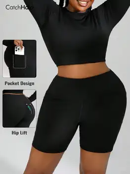 Tummy Control Plus Size Yoga Shorts Women Side Pockets Butt Lifting High Waist Biker Shorts Squat Proof Gym Workout Wear
