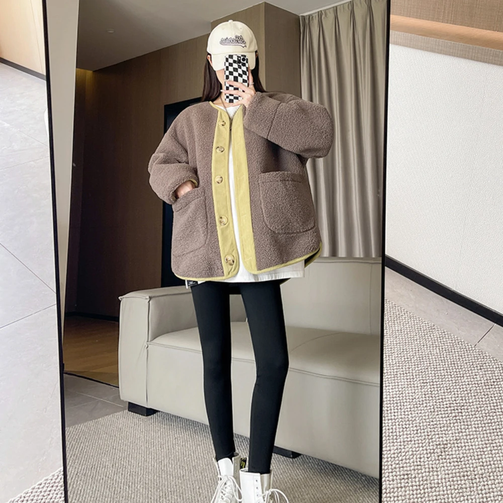 Maternity Coat For Pregnant Women Outcoat New Autumn Winter pregnancy Solid Lamb Wool Coat Thin Loose Big Pocket Outerwear