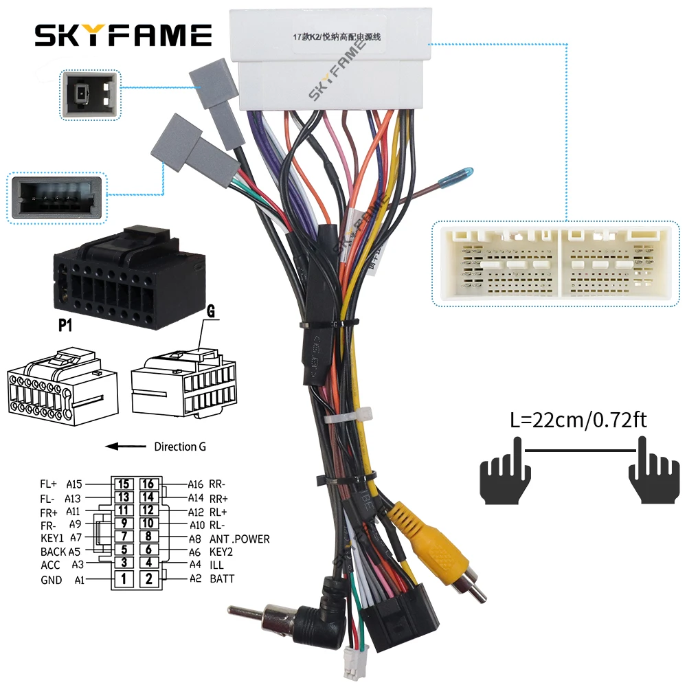 16Pin Car Wiring Harness Adapter Canbus Box Decoder Android Radio Power Cable for K2 K3 Pegas Sportage KX5 Elantra car wire cable adapter automobile connector