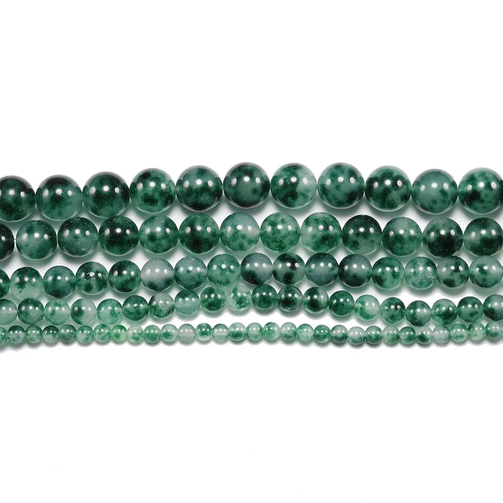 

4-12mm Natural Stone Flower Green Round Beads for Jewelry Making DIY Jewelry Necklace Bracelet Manual Jasper Quartz Crimp