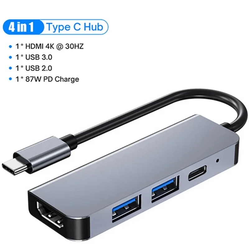 8 Ports Docking Station TYPE-C HUB C To 4K HDMI Adapter USB 3.0 Hubs 5Gbps High Speed 100Mbps RJ45 For Laptop Book_voghion.com