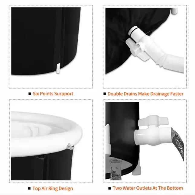 Top unisex portable folding thick bathtub nylon fabric spa bathtub freestanding home ice tub 2