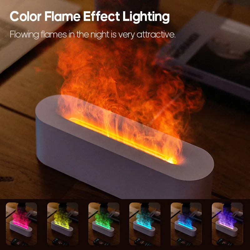 

New Fireplace Humidifier Fire Lamp 7 Color Flame Aroma Volcano Air Humidifier Essential Oil Diffuser for Home
