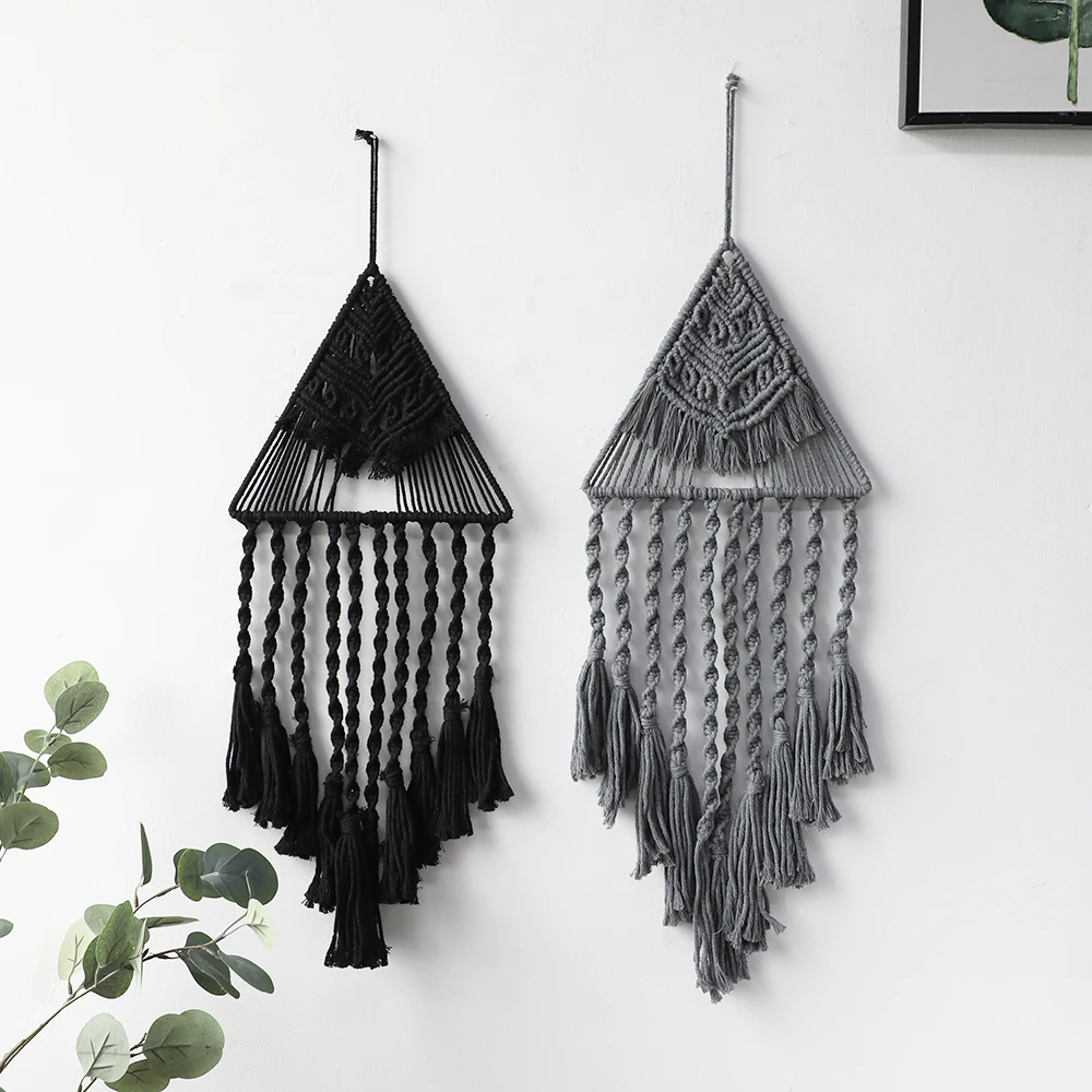 

Macrame Dream Catcher Handmade Tapestry Triangle Geometry Tassel Boho Home Decoration Hanging Wall Decor Room Decors Aesthetic