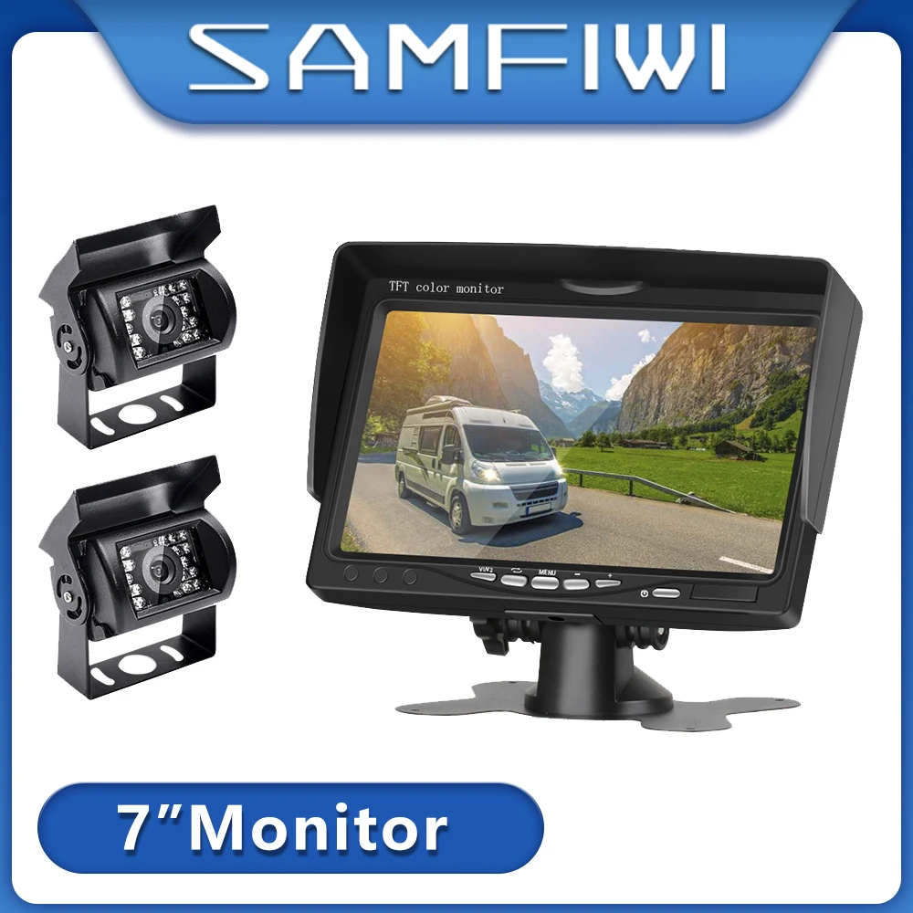 12-24V 7" HD screen Car Monitor Security TFT LCD Monitor Parking Rearview System Backup Reverse Camera For Harvester RV Truck
