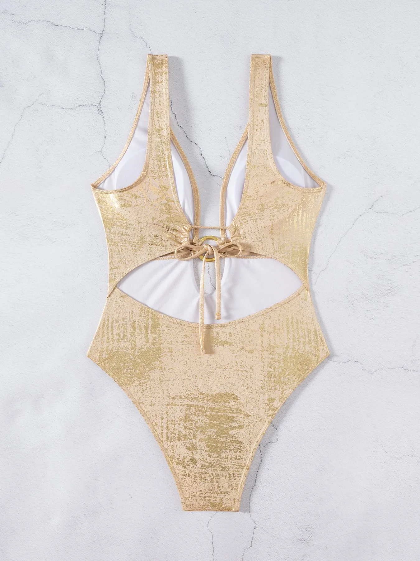 Shiny Gold One Piece Swimsuit 2025 Women Deep V Neck Hollow Out Backless Swimwear Summer Beach Bathing Suit Holiday Monokini 2 Shiny Gold One Piece Swimsuit 2025 Women Deep V Neck Hollow Out Backless Swimwear Summer Beach Bathing Suit Holiday Monokini 2