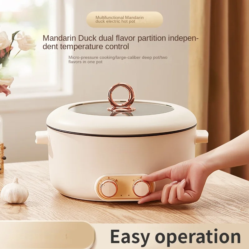 220V 2 Flavor Electric Hot Pot Non-stick Household Electric Cooking Pot Multi Cookers Hotpot  Electric Cooker 5L 4