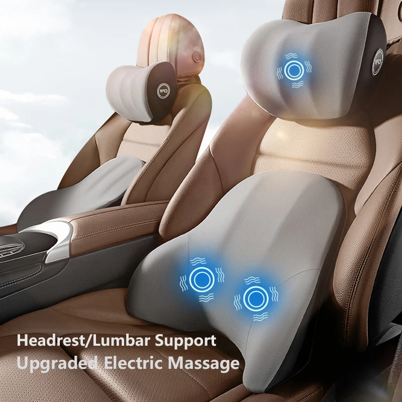 Car Head Neck Massage Pillow Auto Seat Support Waist Back Cushion  Automobile Memory Foam Headrest Car Support Lumbar Pads Set - AliExpress