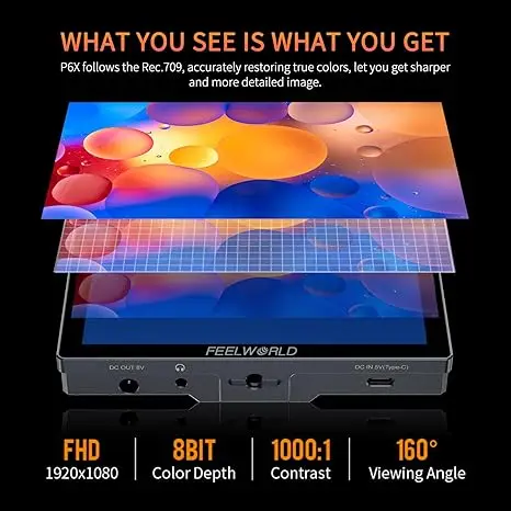 FEELWORLD P6X 5.5" 3D LUT Touch Screen Camera Monitor 1000nit 4K-HDMI DSLR Camera Field Monitor