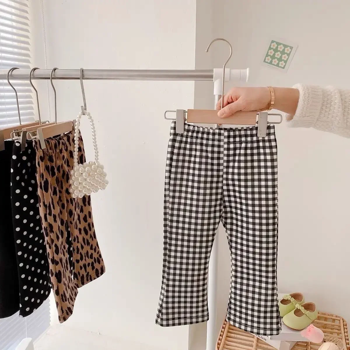 Girls pants kids pants girls trousers Clothing for Girls Pants Long Print Fashion Vintage Pretty Bell Bottoms Casual Lattice Leopard Print Loose