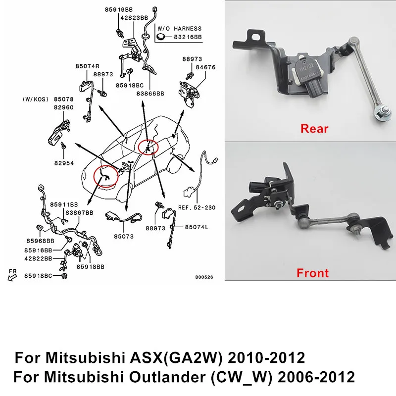 Front Headlight Leveling Sensor For Mitsubishi Outlander