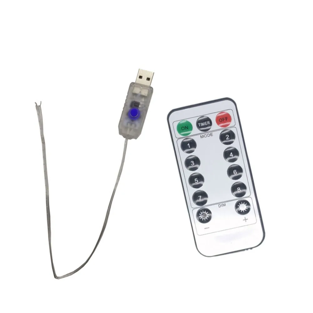 리모컨 미니 LED 컨트롤러, 휴일 파티용, 100LED, 200LED 에 적합, 8 가지 모드, 5V 스트립 라이트 리모컨