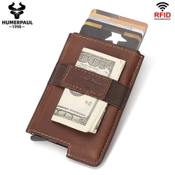 Sleek Minimalist Anti - Theft Metal Wallet with Money Clip (Coffee)