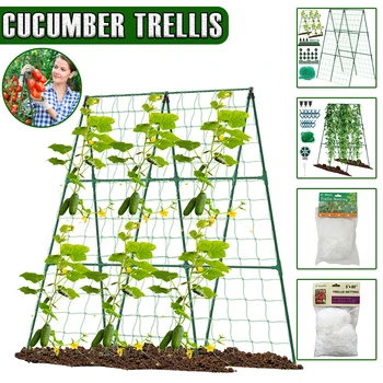 A-Frame Garden Plant Trellis Kit with Climbing Net for Vegetables 1