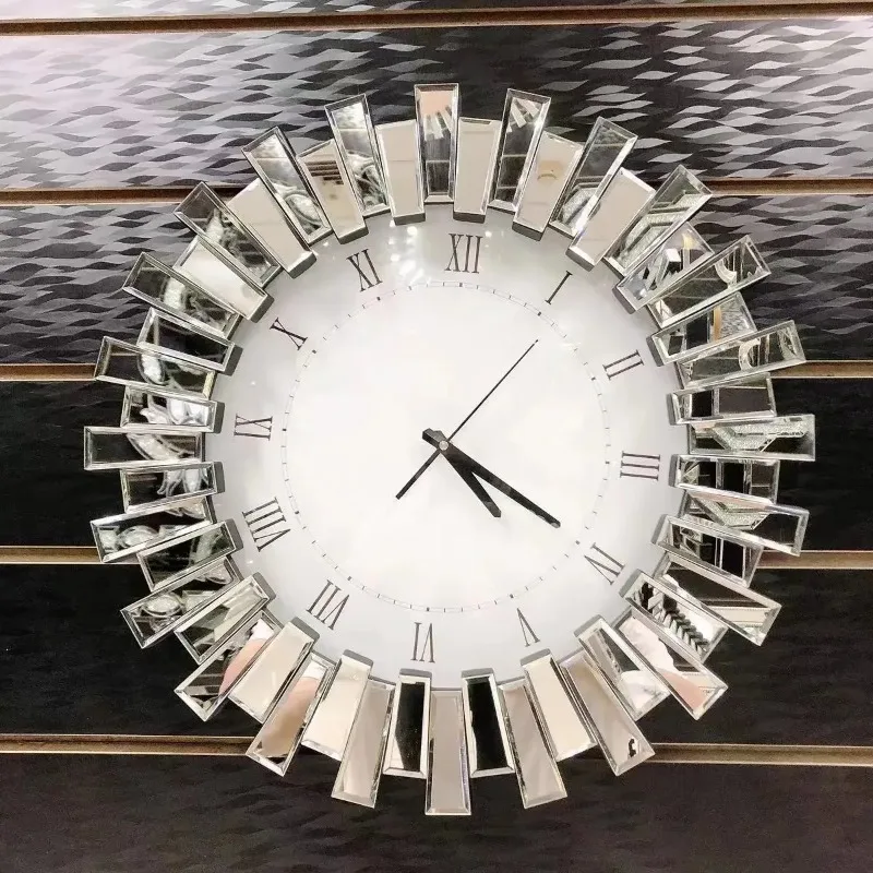 

Luxury Crystal Wall Clock Modern Design Big Size Silent Large Nordic Wall Mirrors Glass Clocks Living Room Decoration Art Object