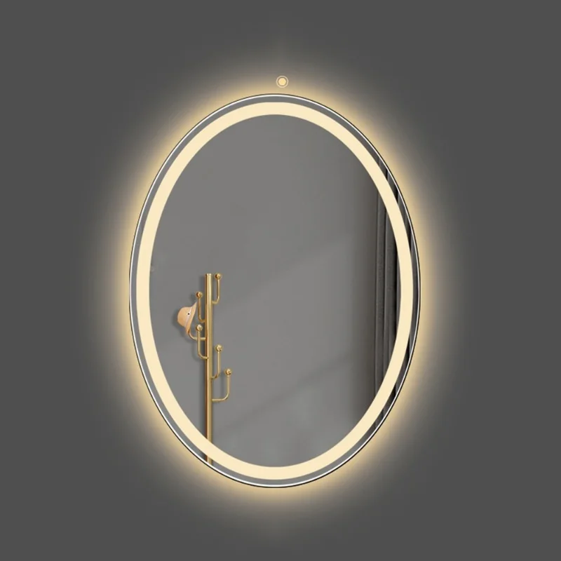 

Oval Led Light Bathroom Mirror Wall Makeup Smart Bathroom Mirror Vanity Shaving Antifog Frameless Specchio Bagno Household Items