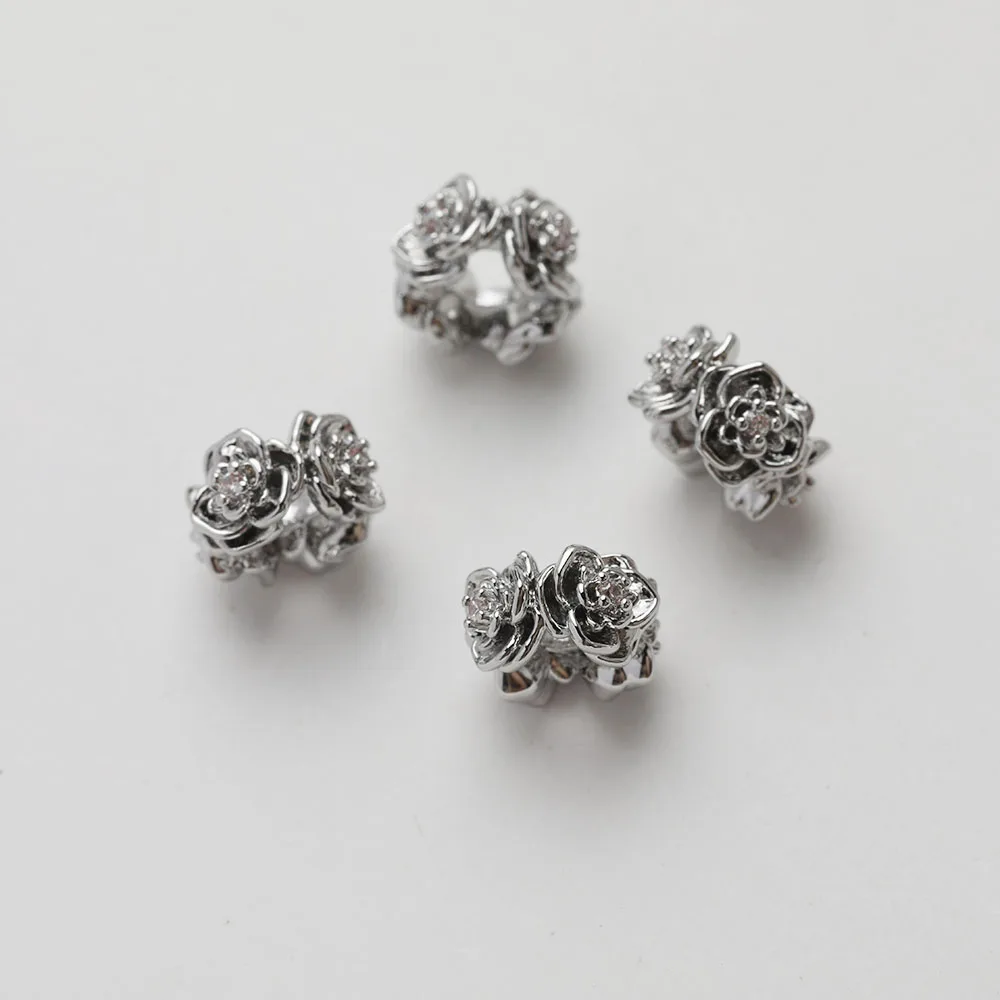 8PCS Dainty Brass Flower Shape Beads Spacer Bead for Jewelry Making Bracelet Supplies DIY 14k Gold Plated Accessory 8*5mm