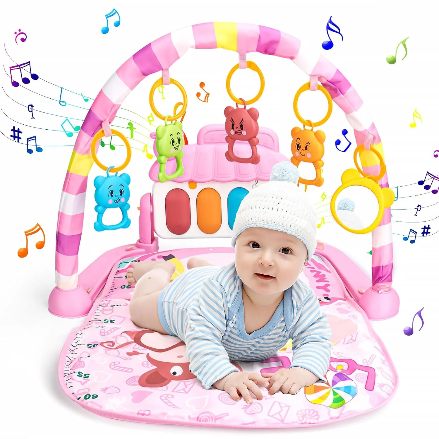 Baby play mat activity gym rack early education 0-36 months toy gifts musical newborn piano keyboard crawling